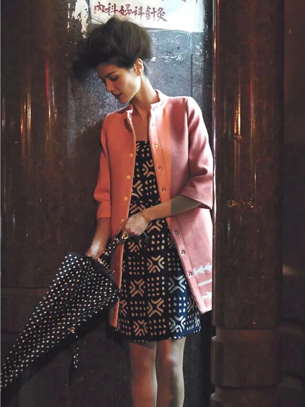 Anthropologie Lauren Moffatt "Eastward" Coral Wool Coat